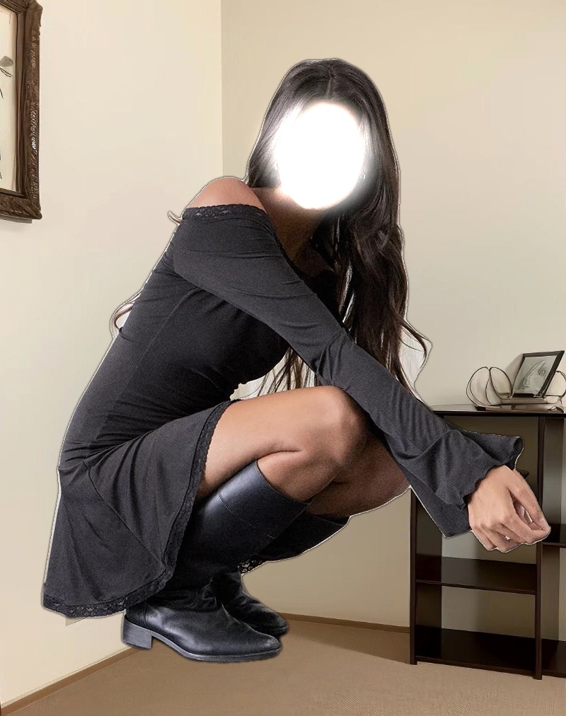 Elwyn Bardot Mini Dress in Slinky Black