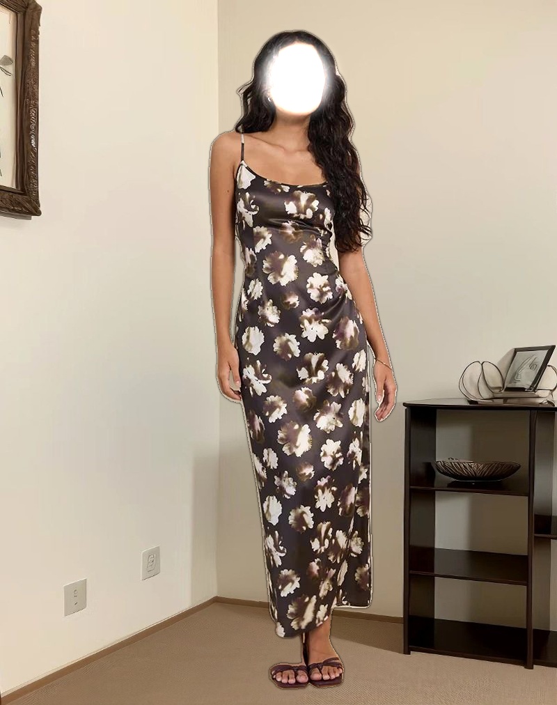 Kafka Maxi Dress in Brown Floral Print