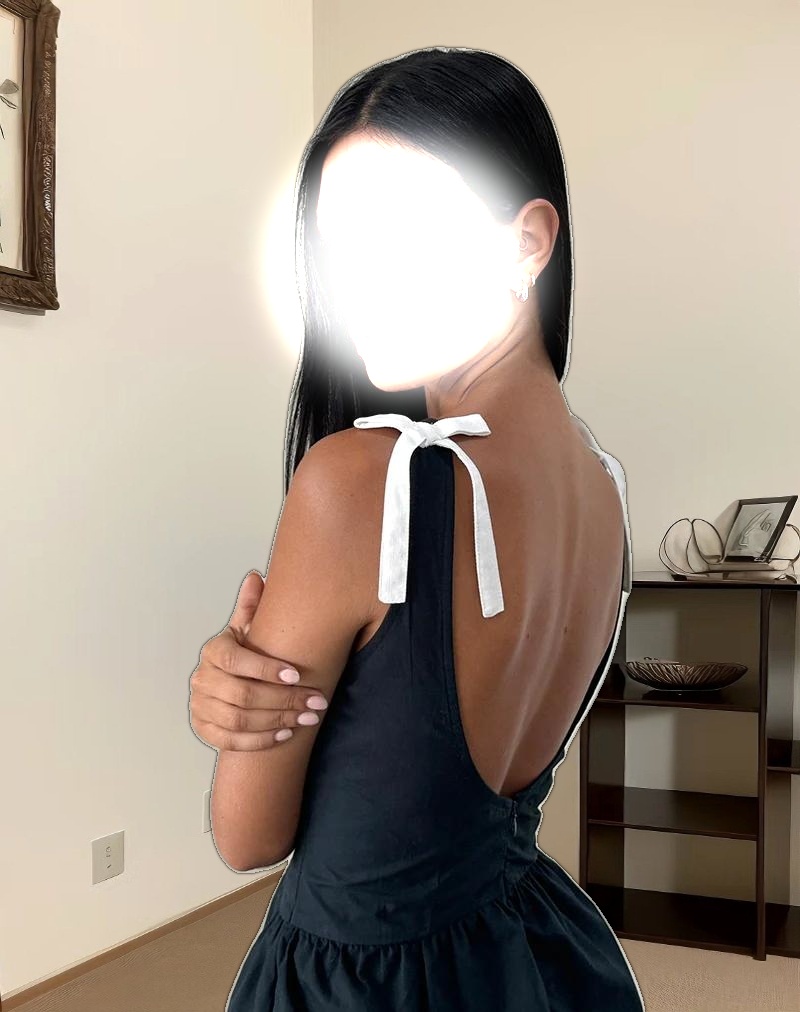 Taleshi Mini Dress in Black with Tap Shoe Off White Bows