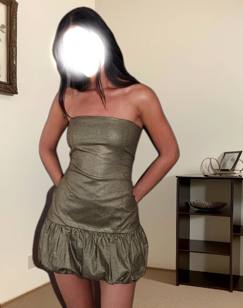 Denaya Mini Puffball Dress in Metallic Gold