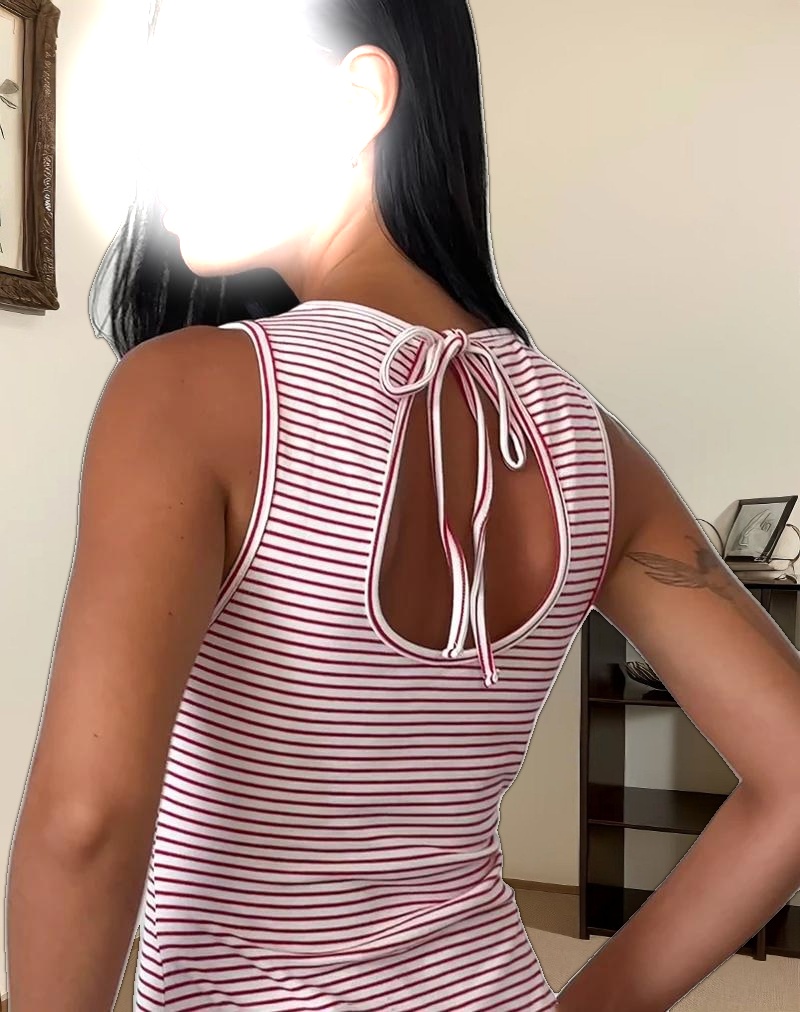 Muzuki Jersey Mini Dress in Red and White Stripe