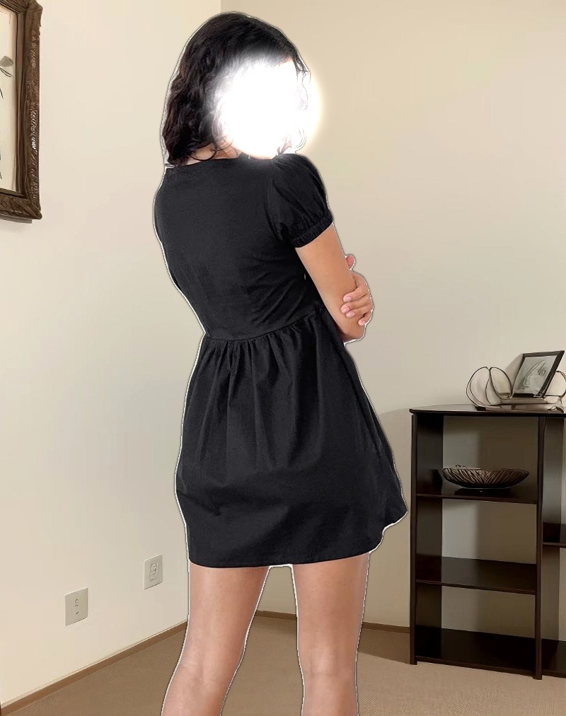 Leshiana Mini Dress in Poplin Black