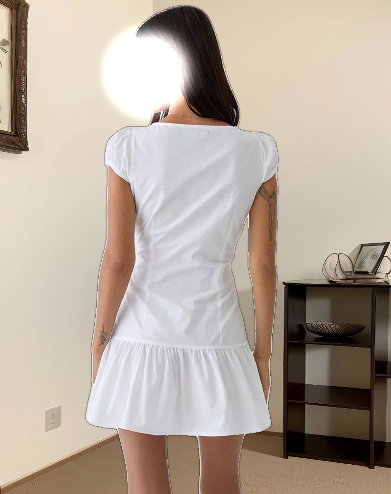 Silesa Ruched Mini Dress in White