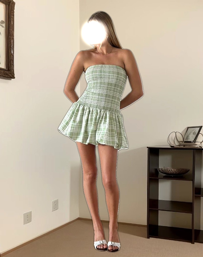 Tilikum Mini Dress in Table Cloth Neo Mint