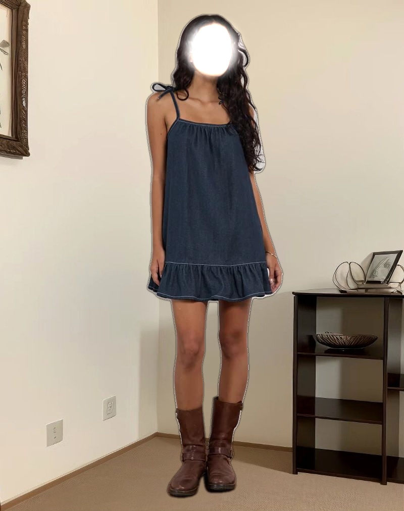 Carlisle Mini Dress in Chambray Indigo
