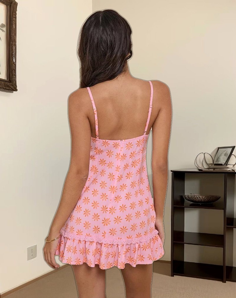 Tavita Mini Dress in Tile Flower Pink