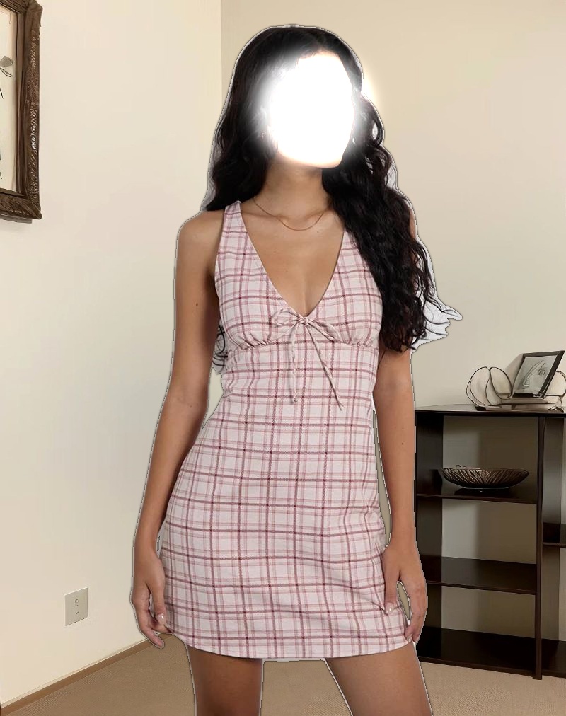 Asatari Mini Dress in Basic Tartan Pink