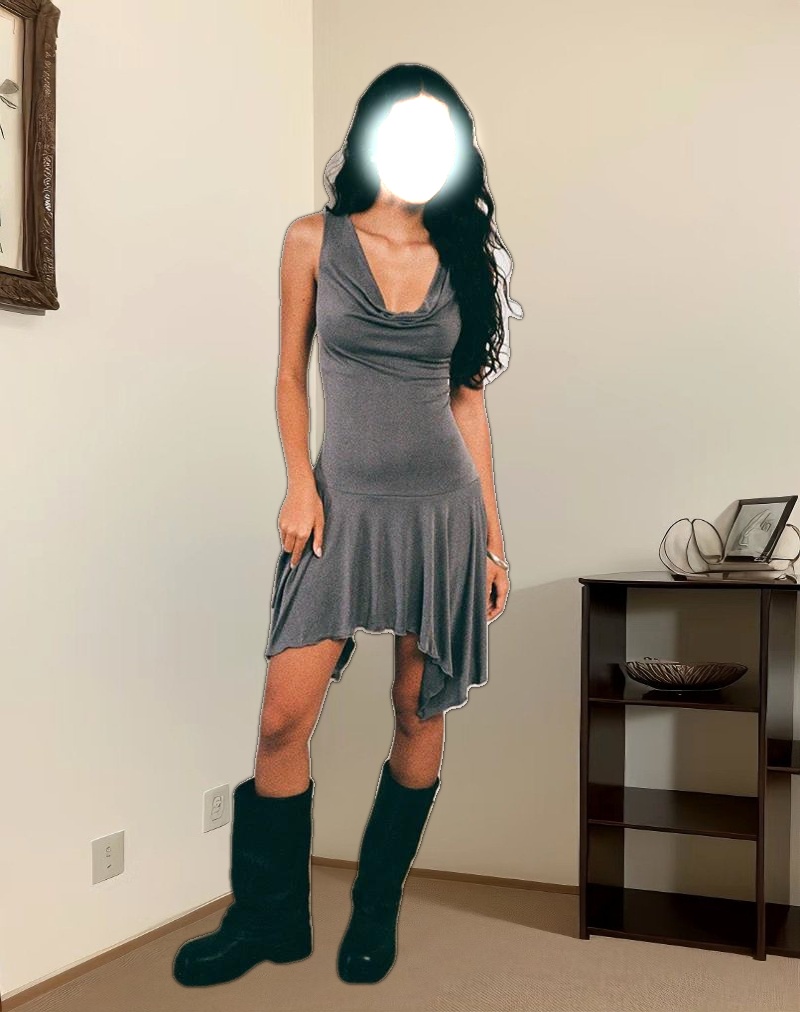 Briar Waterfall Mini Dress in Cupro Grey