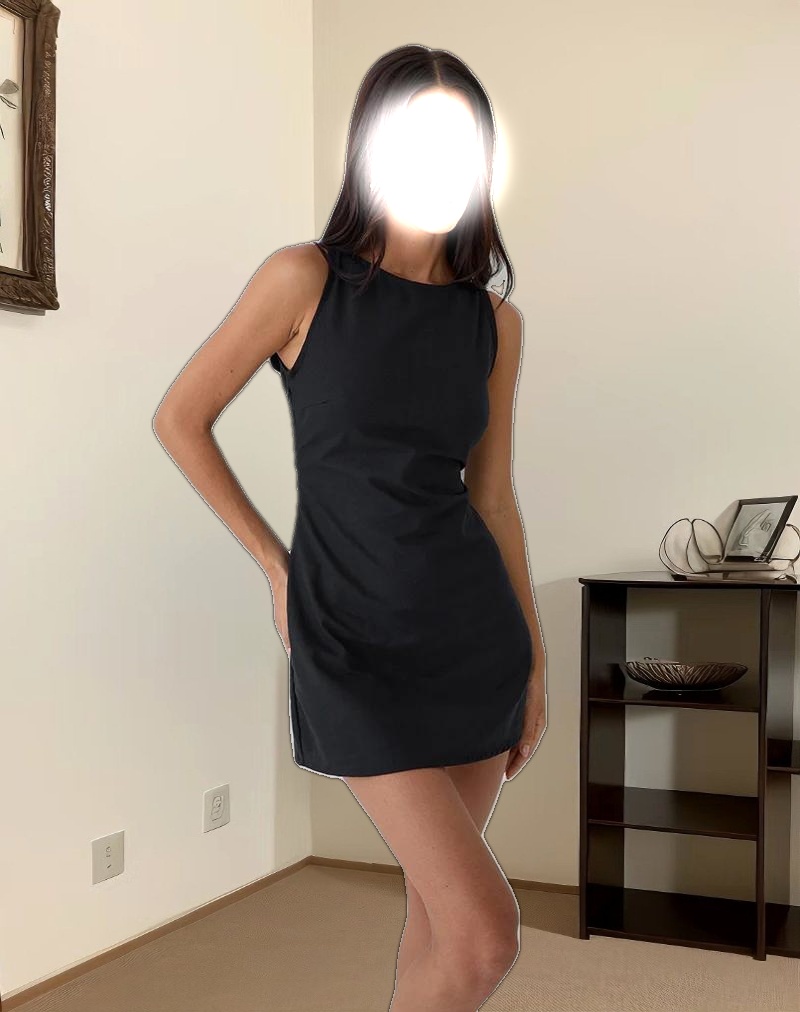 Ayana Backless Mini Dress in Black