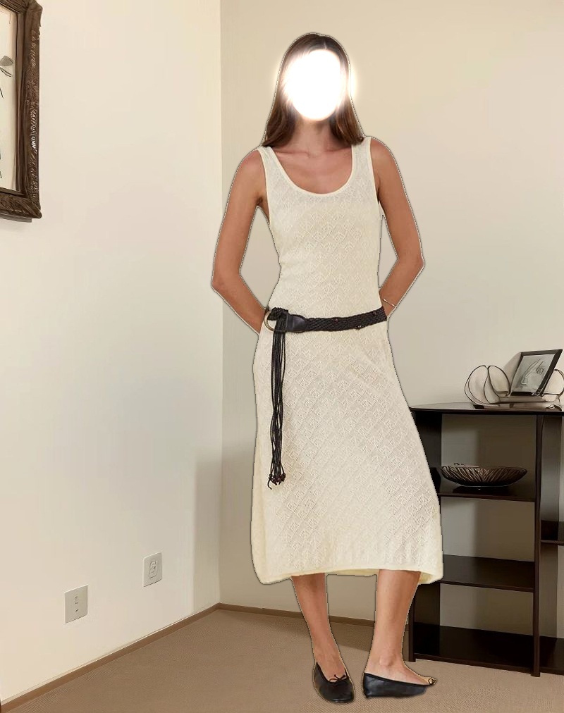 Ashtin Midi Dress in Pointelle Ivory