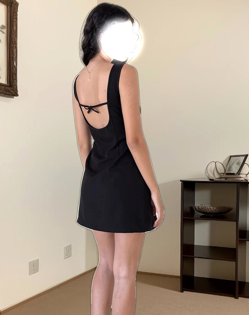 Irinel Bow Back Mini Dress in Black