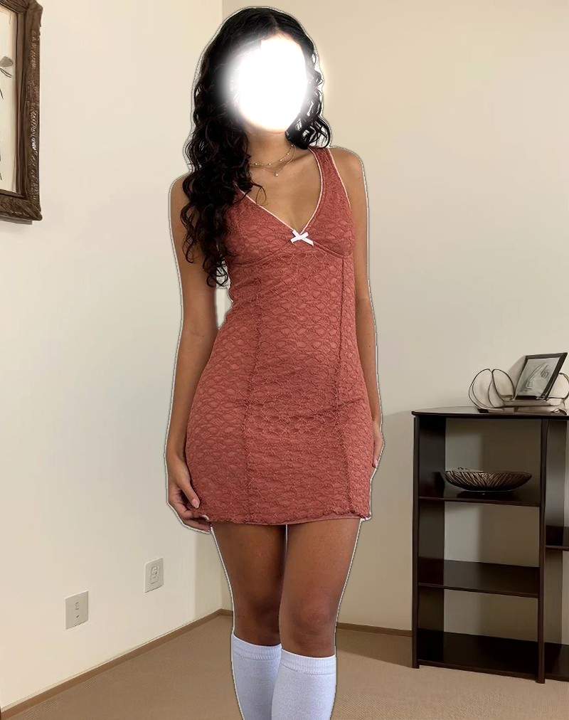 Itzy Lace Mini Dress in Withered Rose