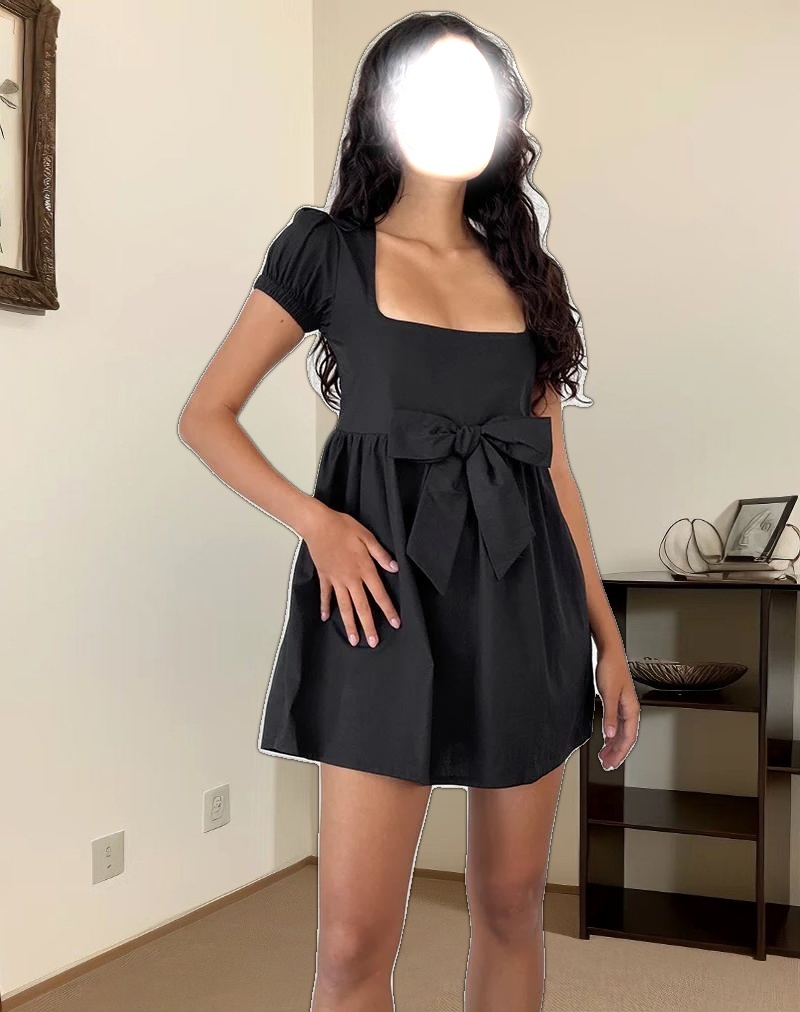 Leshiana Mini Dress in Poplin Black