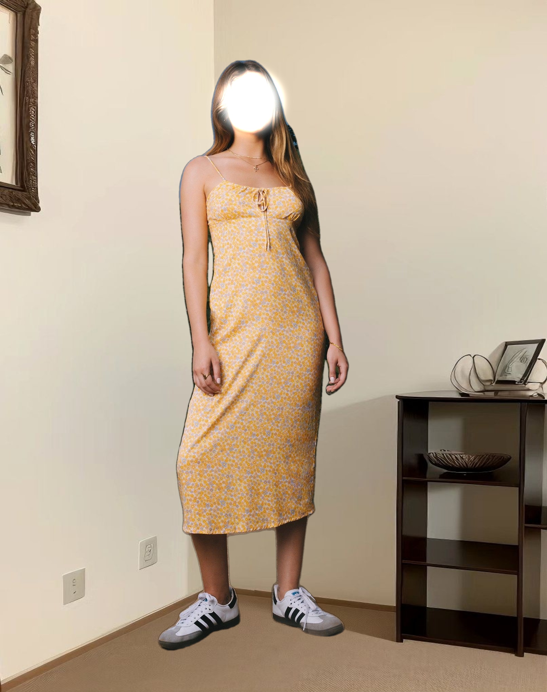 Cessilie Midi Dress in Flower Garden Yellow