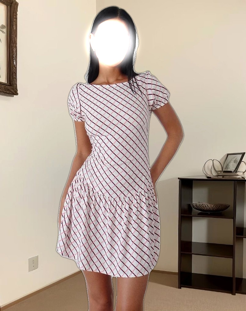 Jemima Mini Dress in Geometric Tile