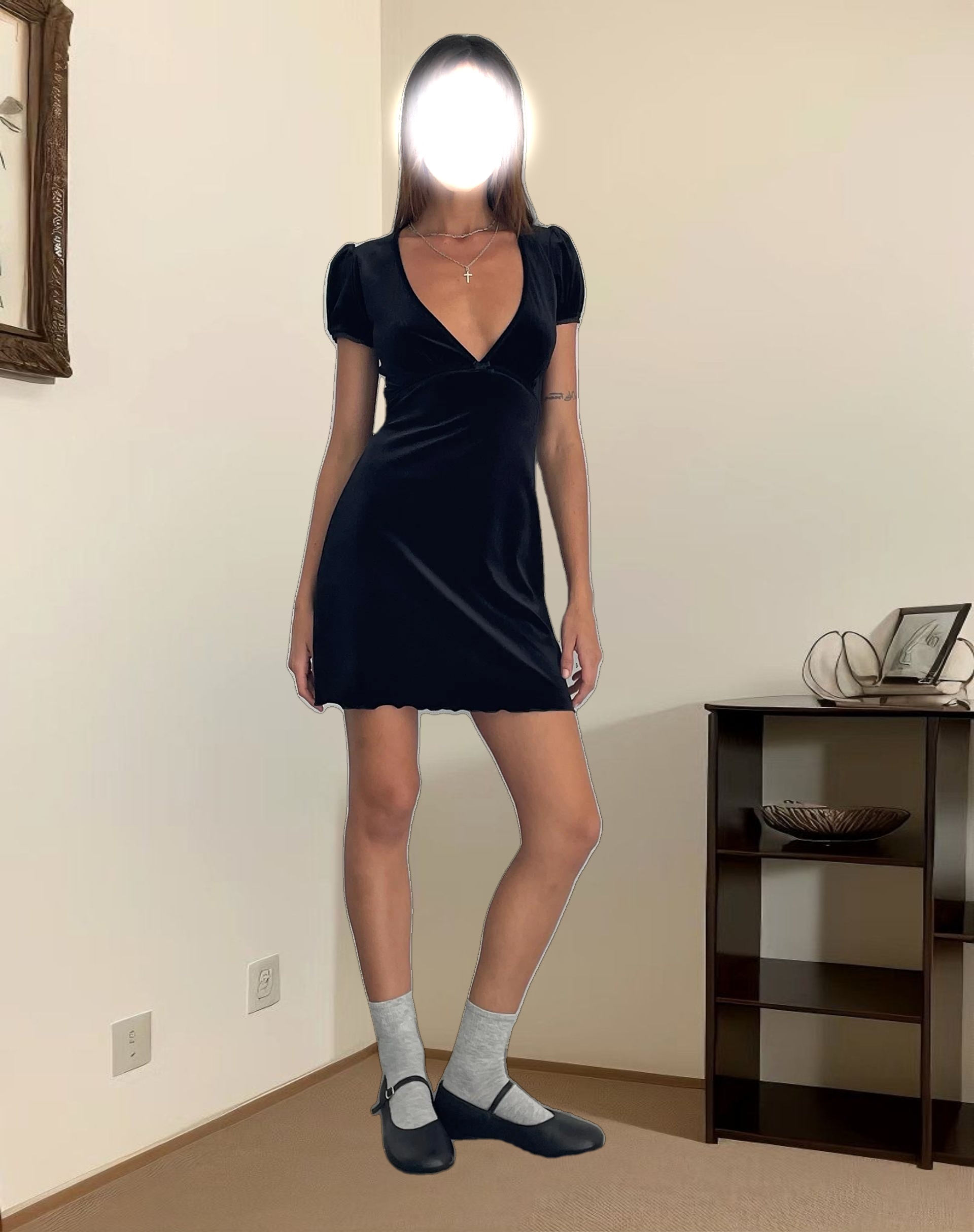 Tabitha Mini Dress in Black Velvet