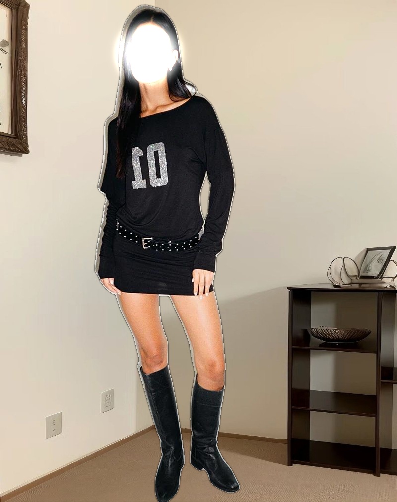 Jionni Sweater Dress in Hotfix Black