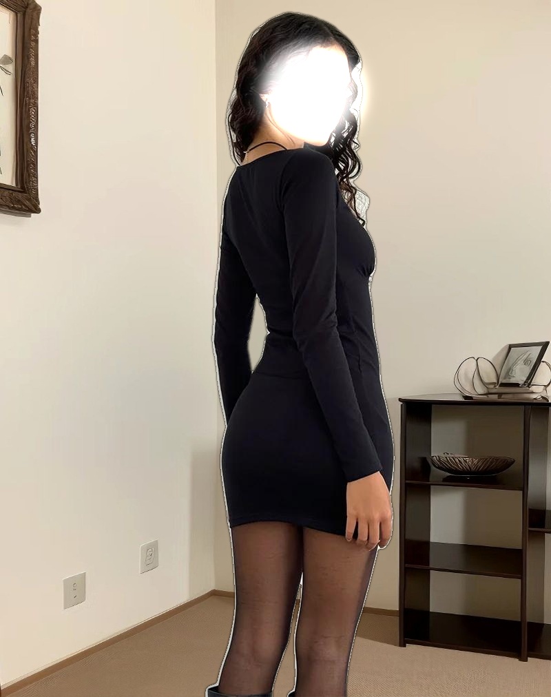 Silsali Lycra Mini Dress in Black