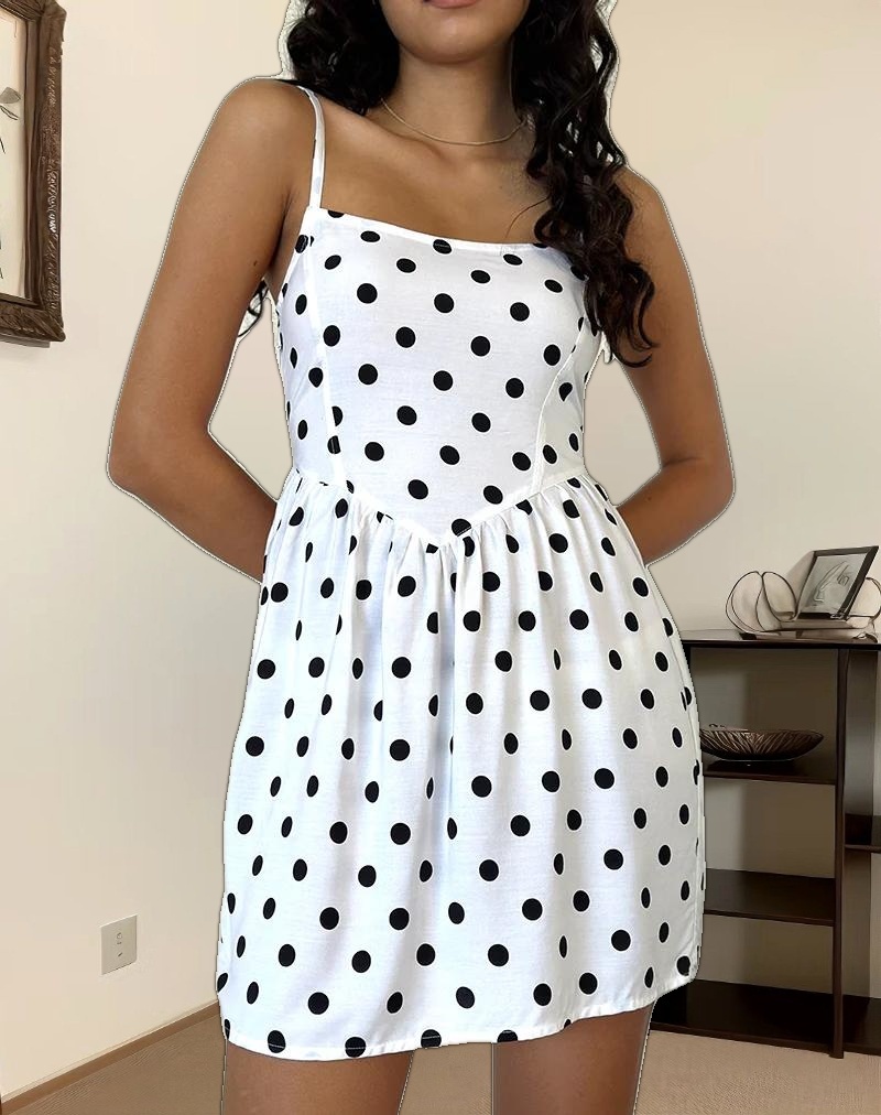 Ramana Mini Dress in 80s Polka White