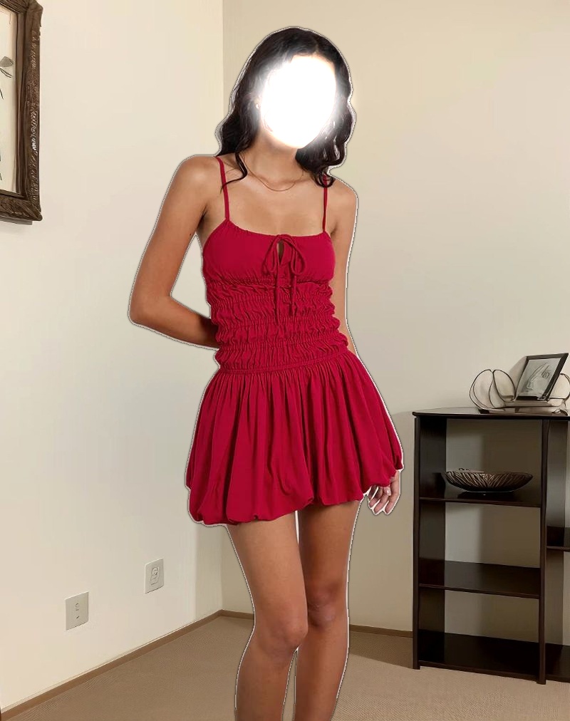 Rasmil Bubble Mini Dress in Adrenaline Red