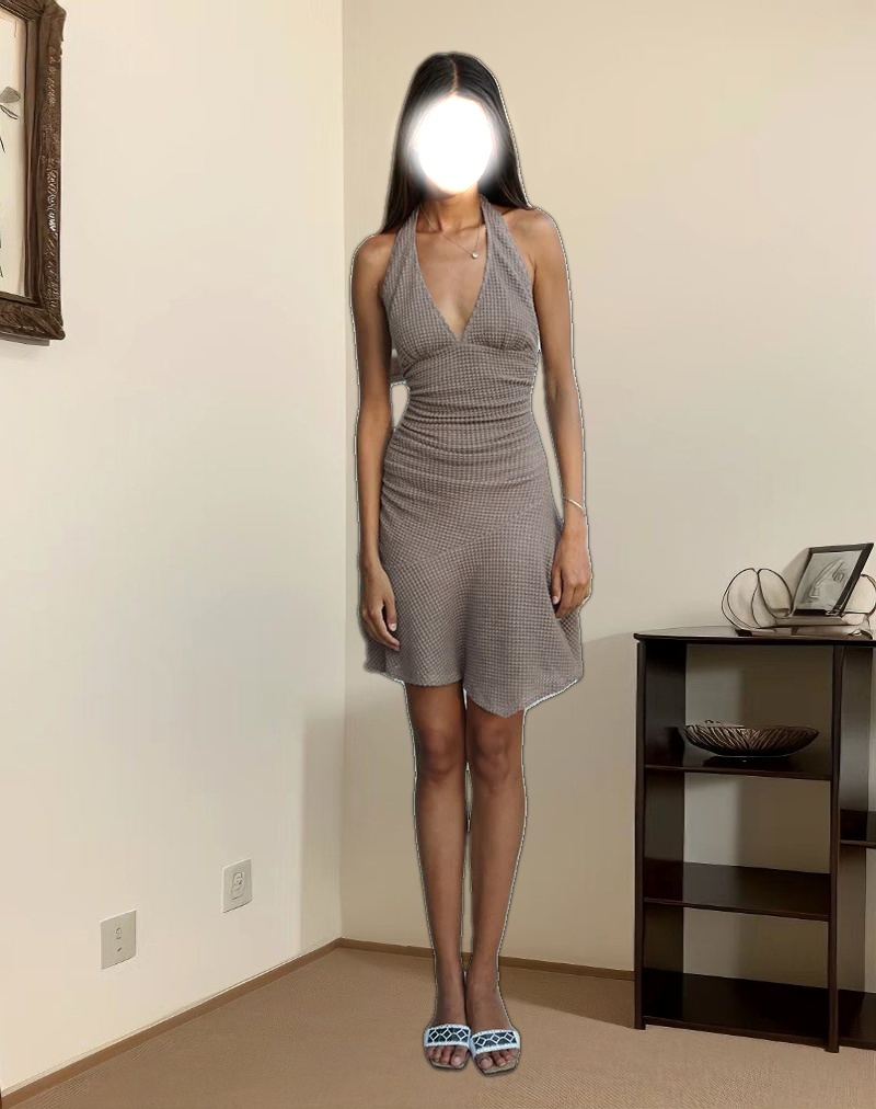 Yelena Halter Dress in Light Taupe