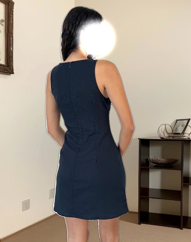 Sveta Sleeveless Mini Dress in Linen Tapshoe Black