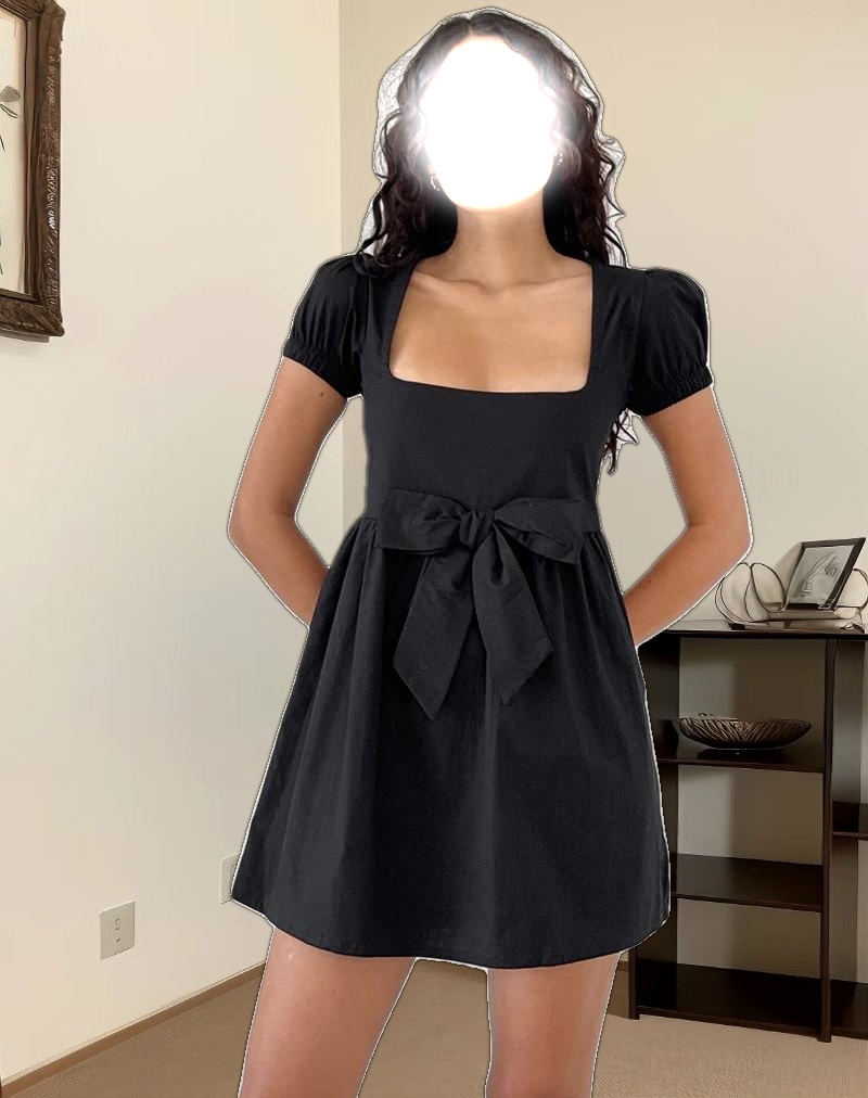 Leshiana Mini Dress in Poplin Black