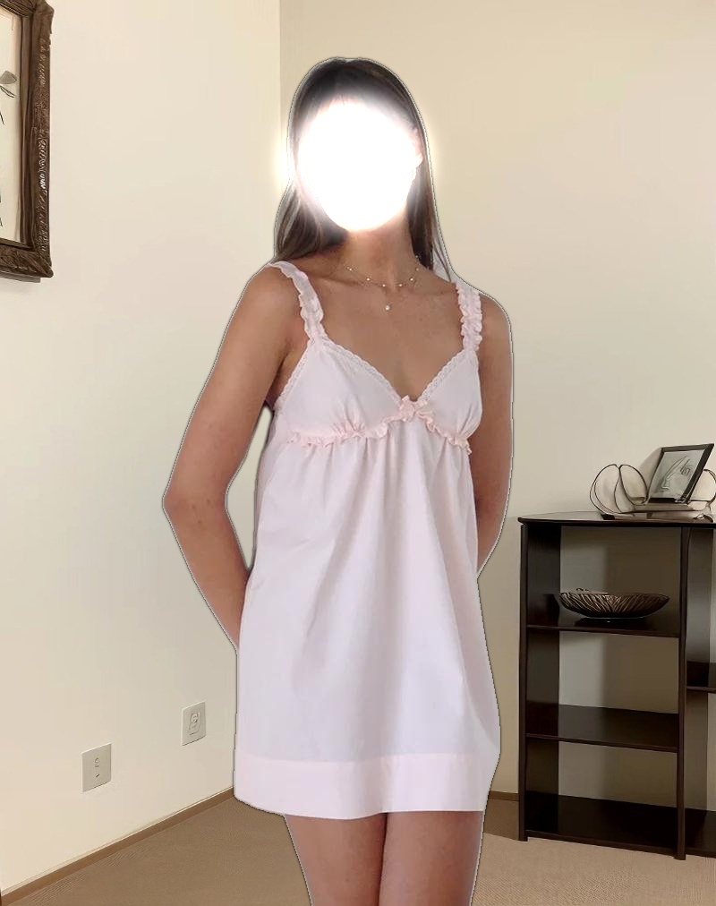 Melda Tea Mini Dress in Poplin Light Pink