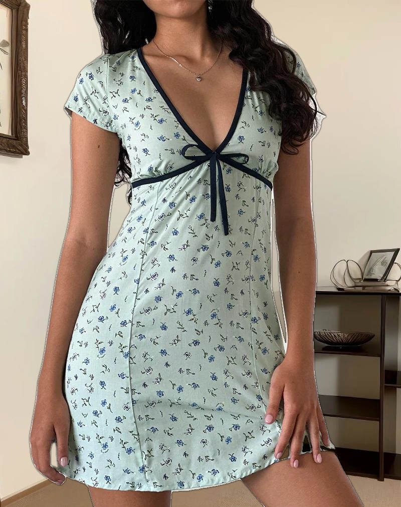 Vaiso Mini Dress in Pretty Petal Green