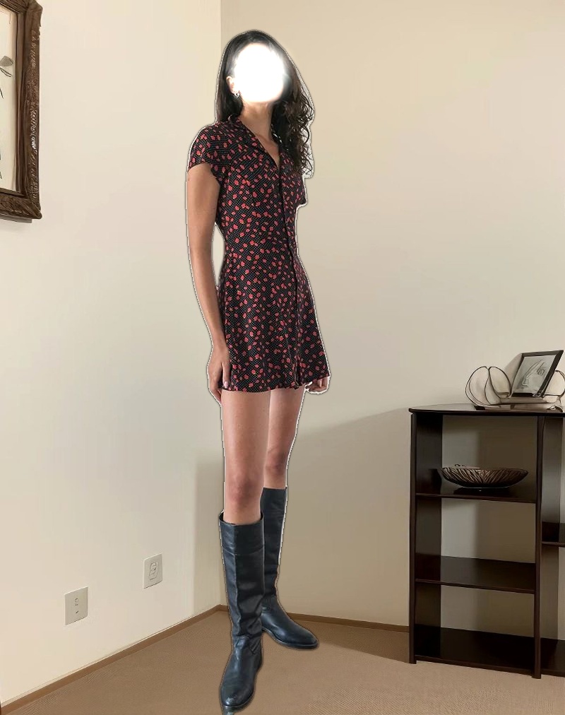 Holmana Mini Dress in Strawberry Polka Black