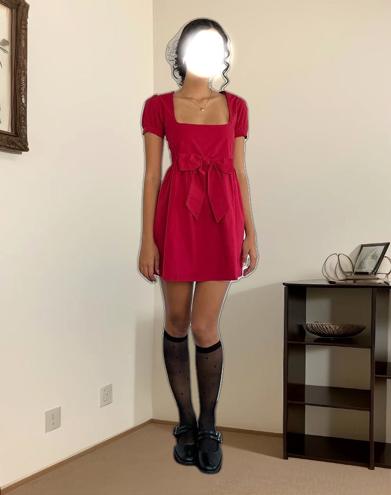 Leshiana Mini Dress in Poplin Adrenaline Red