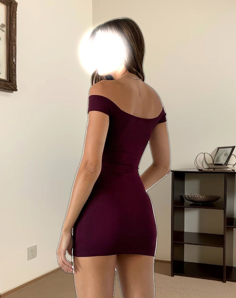 Ciya Mini Dress in Thick Rib Oxblood
