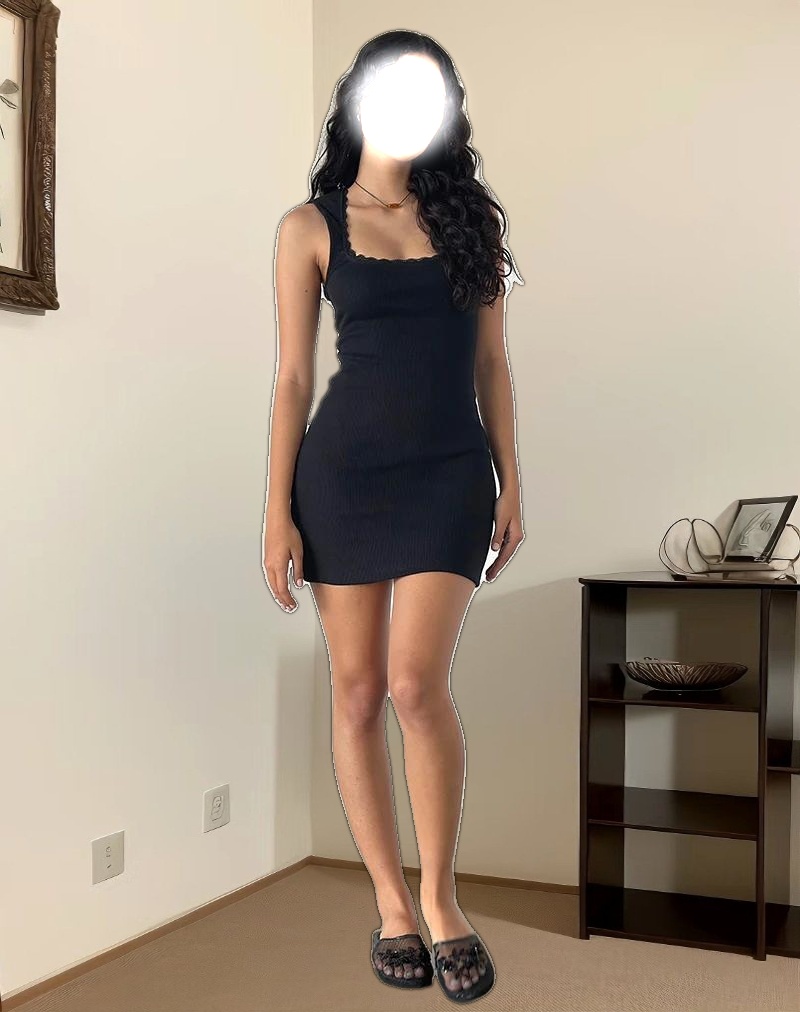 Jilly Mini Dress in Ribbed Black