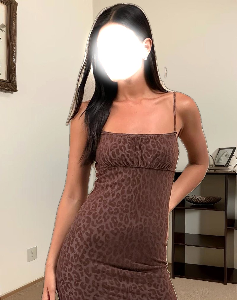 Darsih Maxi Dress in Rar Leopard Flock Chocolate