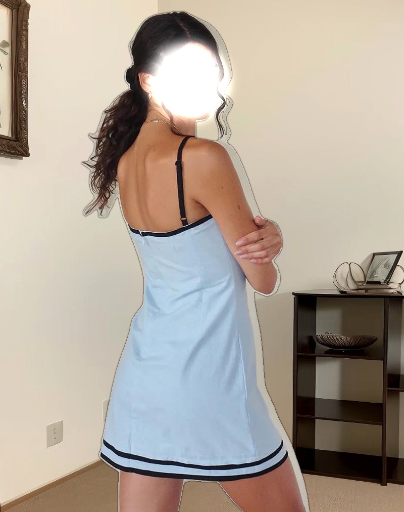 Plasina Mini Dress in Linen Blue