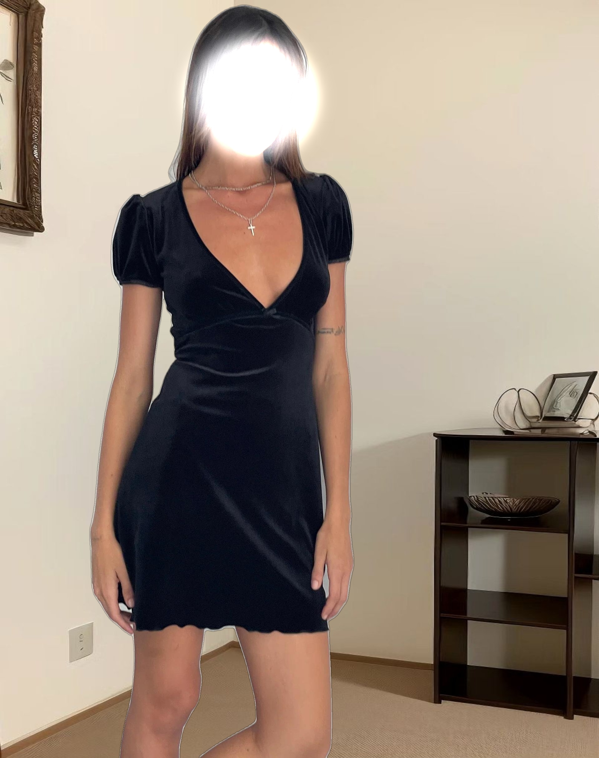 Tabitha Mini Dress in Black Velvet
