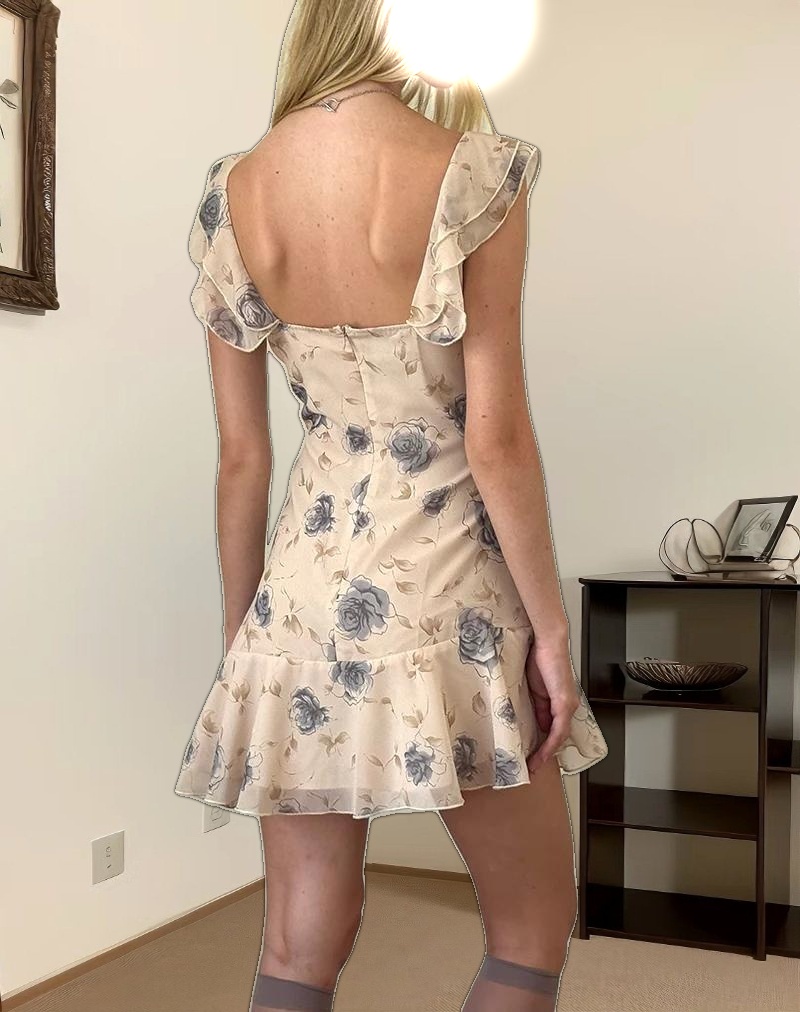 Binita Mini Dress in Wild Rose Blue