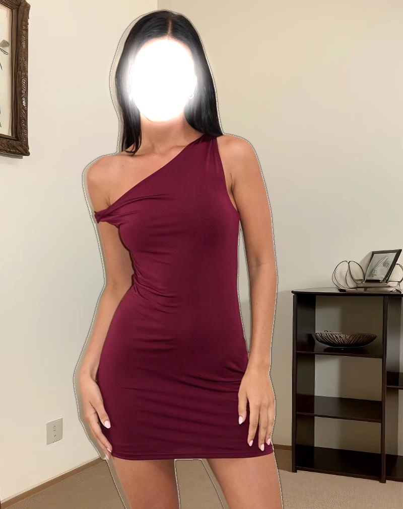 Leona Twist Mini Dress in Wine Red