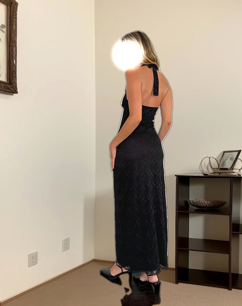 Atma Halterneck Maxi Dress in Canina Lace Black