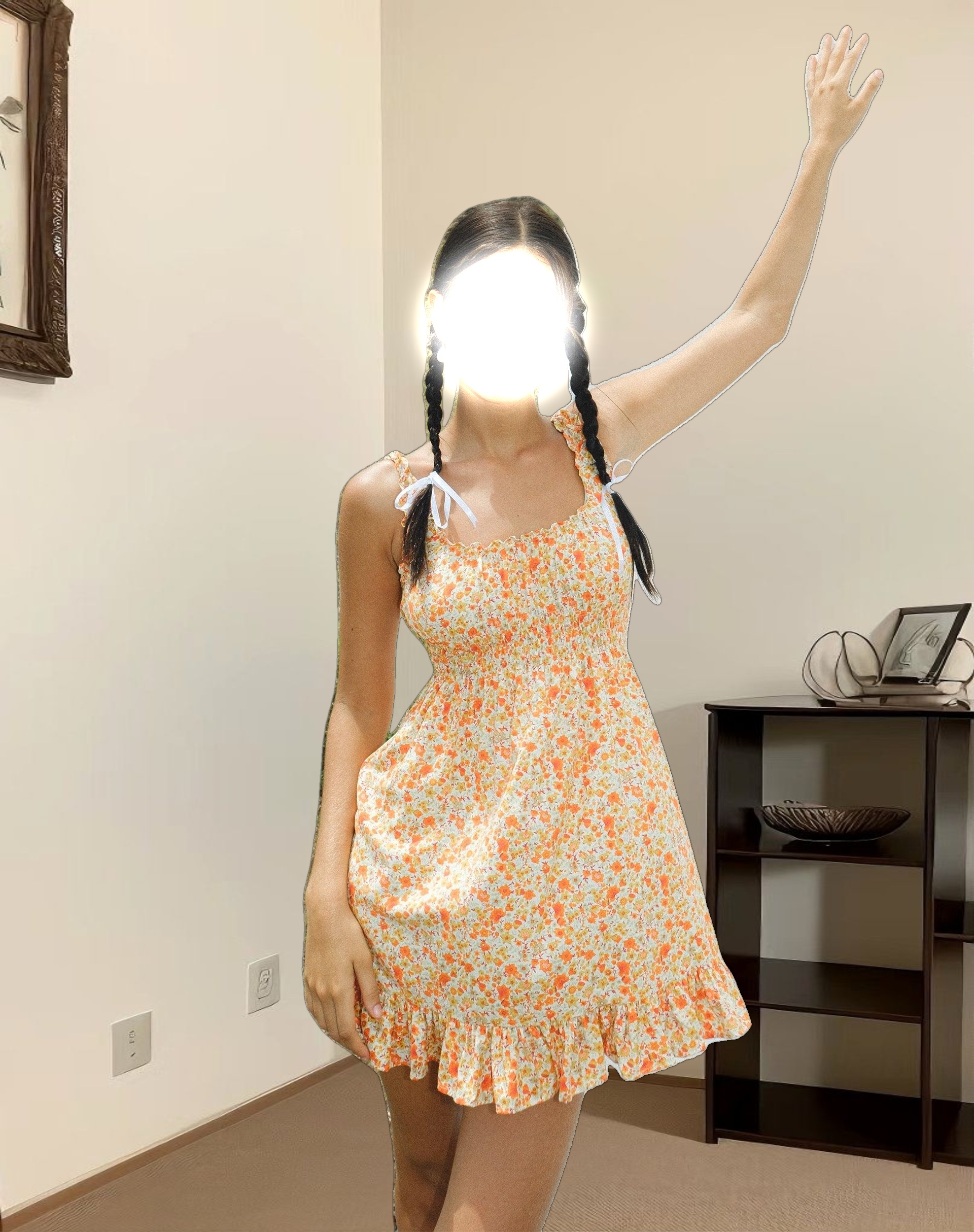 Soyata Day Dress in Ditsy Tangerine