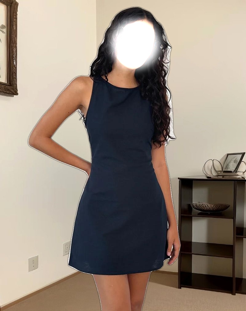 Sveta Sleeveless Mini Dress in Linen Tapshoe Black