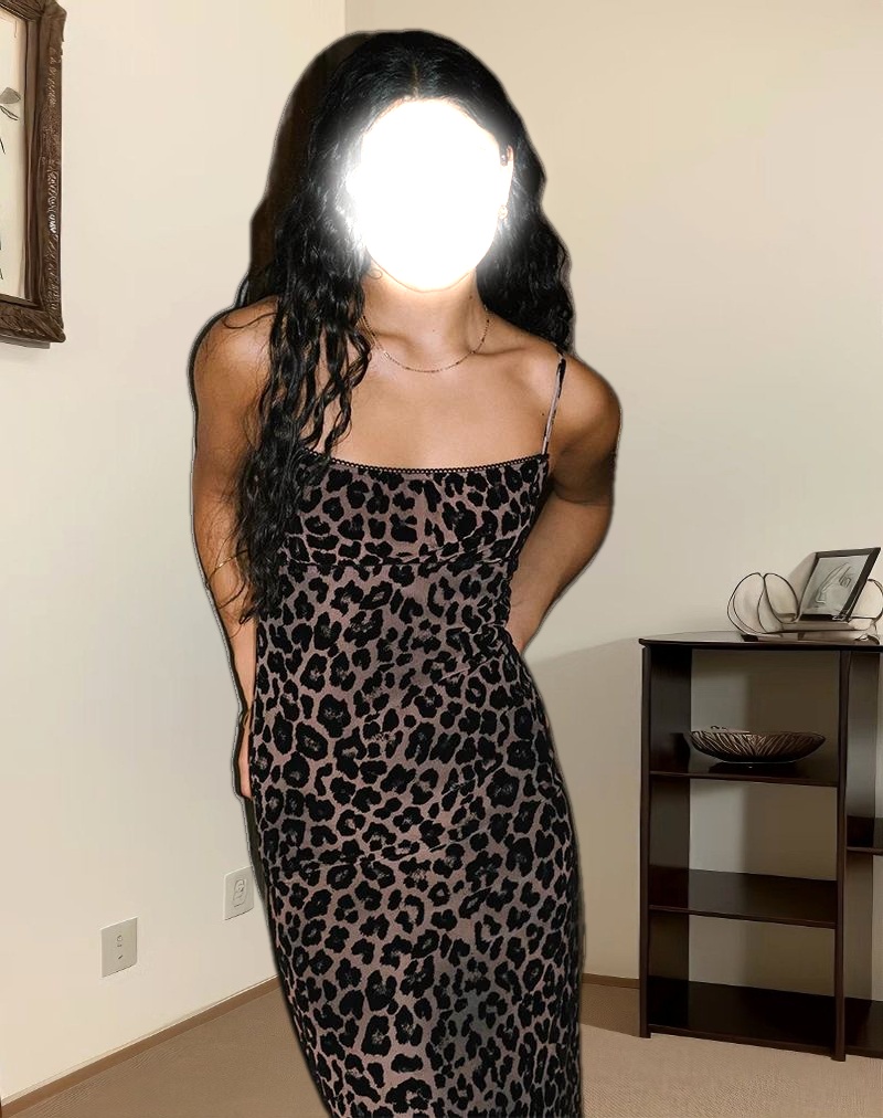 Darsih Maxi Dress in Flocked Rar Leopard