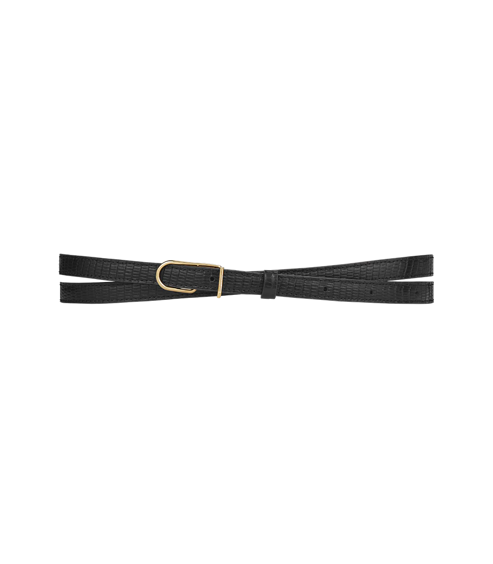 Thin Umi Belt - Black Lizard Print
