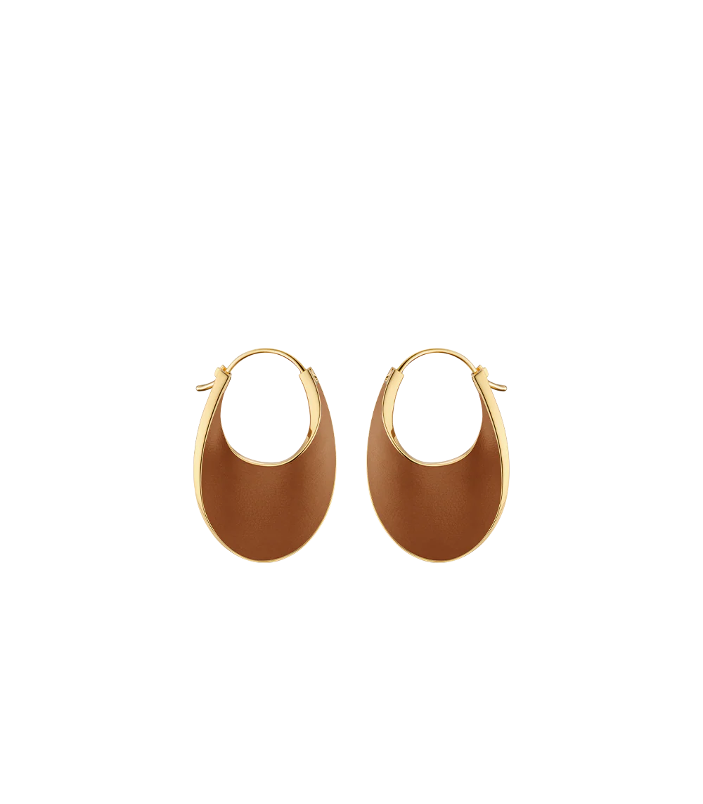 Éole Slim Hoop Earrings - Camel Leather