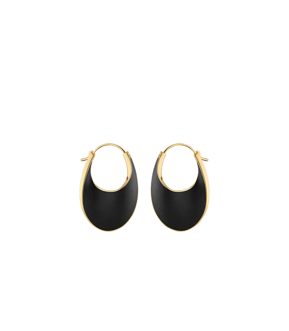 Éole Slim Hoop Earrings - Black Leather