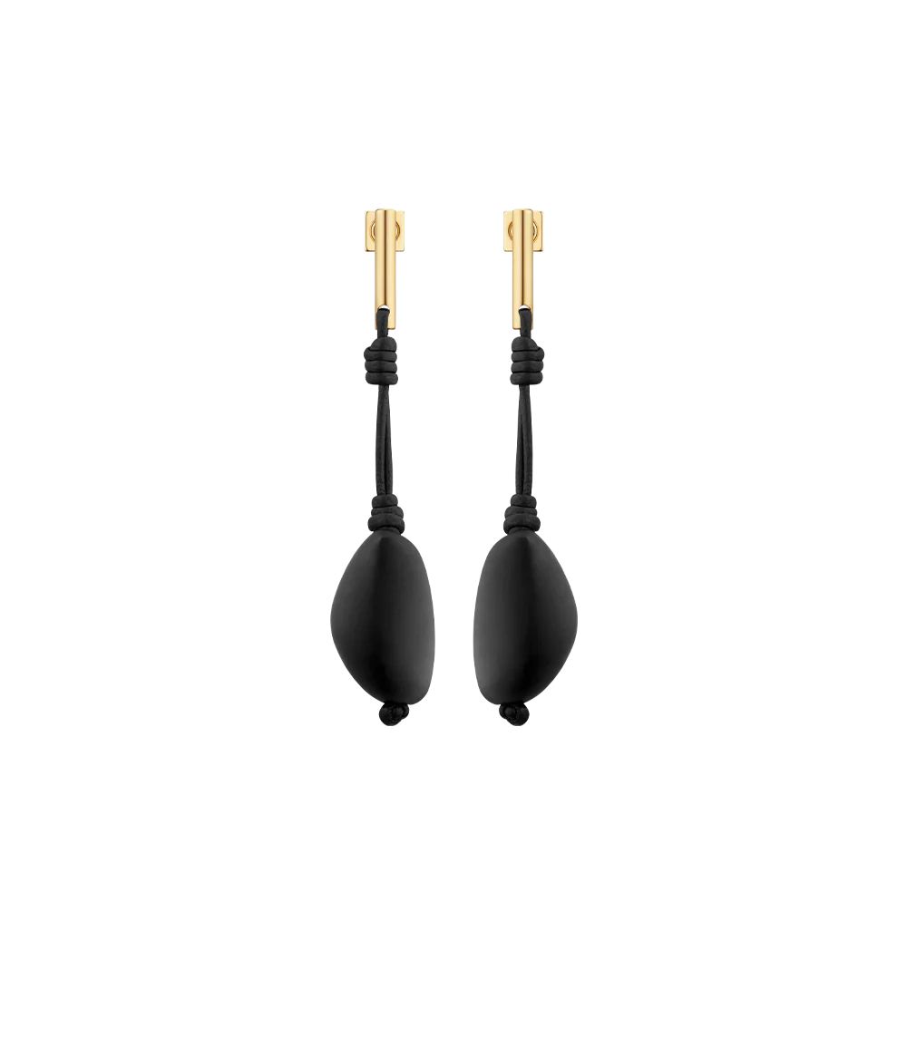 Téré Drop Earrings - Black Marble