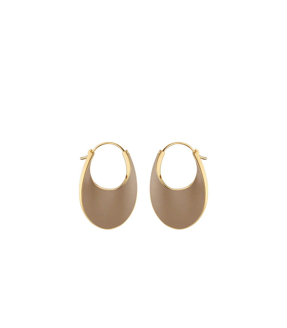 Éole Slim Hoop Earrings - Taupe Leather