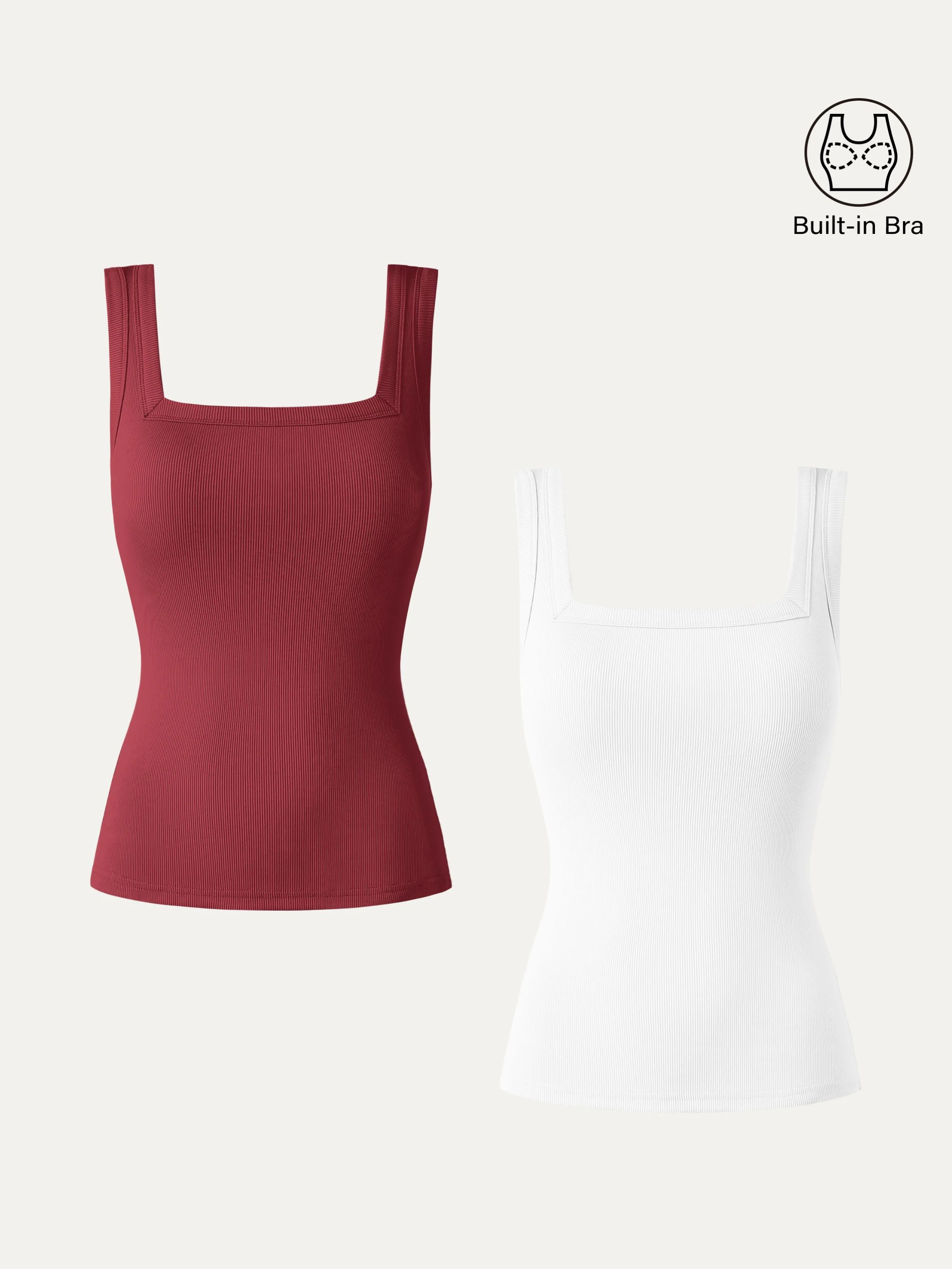 2-Piece Set Regular Slinky Square Open-Back Tank Top