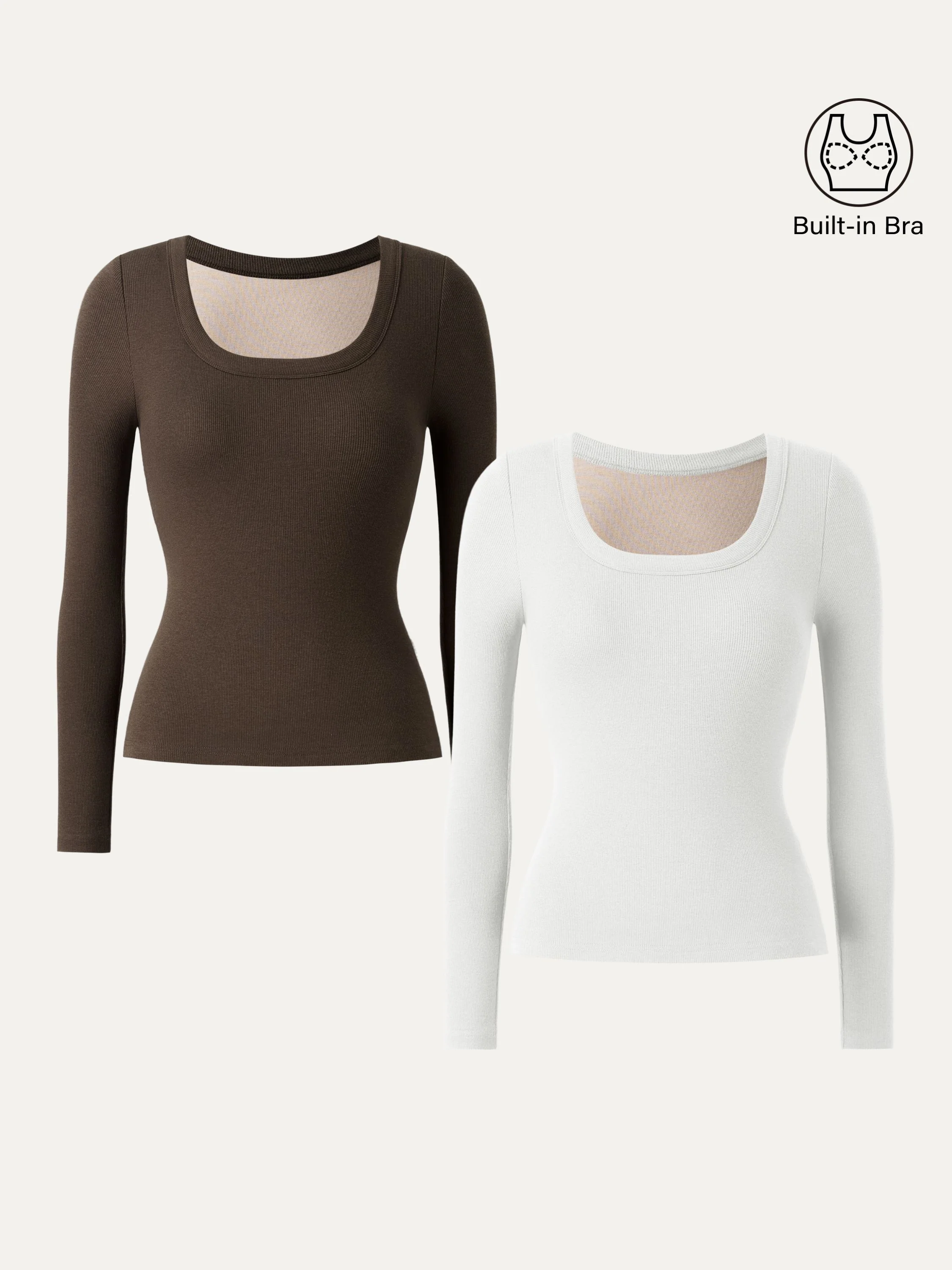 Essential Round Neck Ribbed Long Sleeve Brami