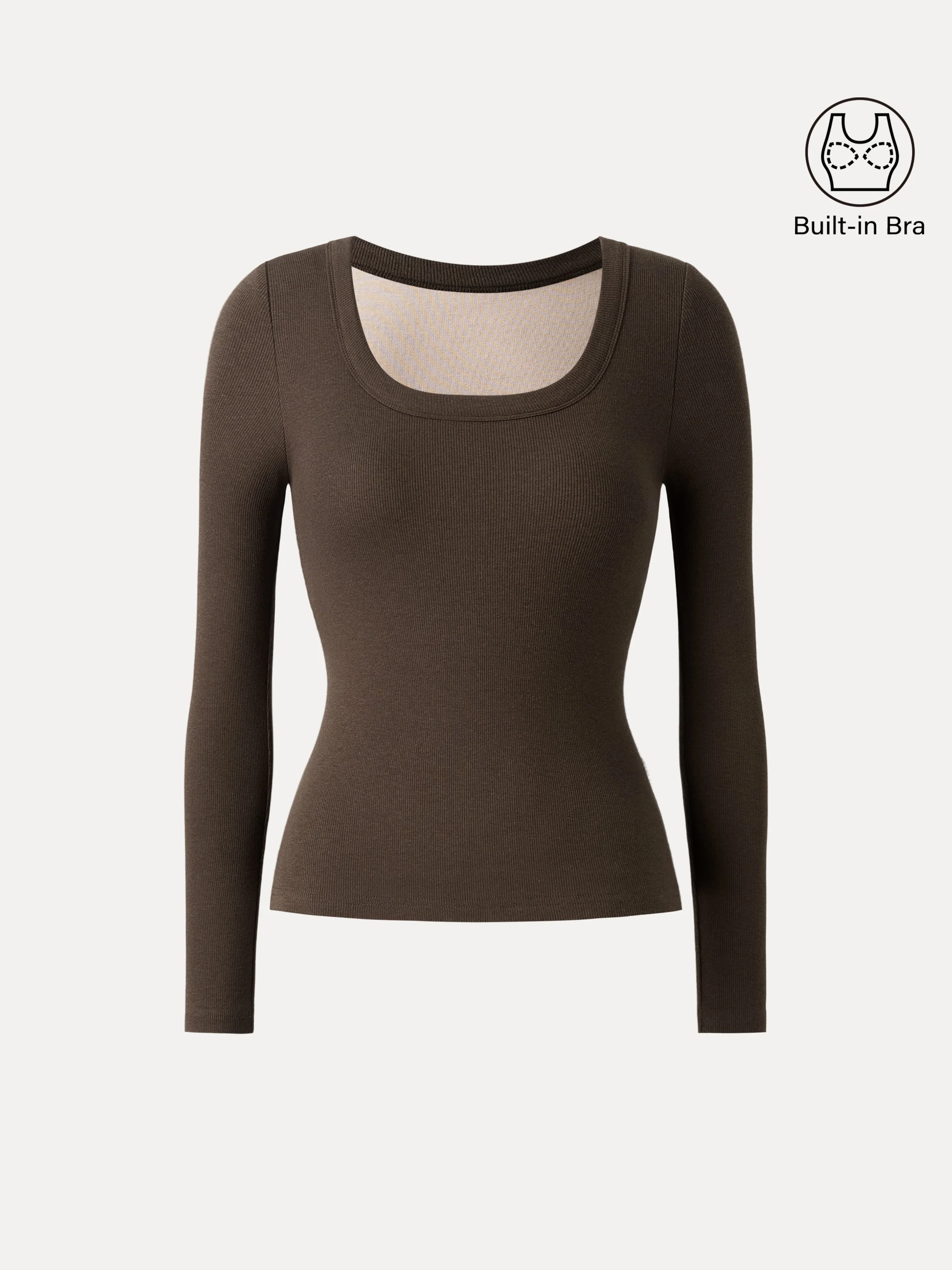 Essential Round Neck Ribbed Long Sleeve Brami